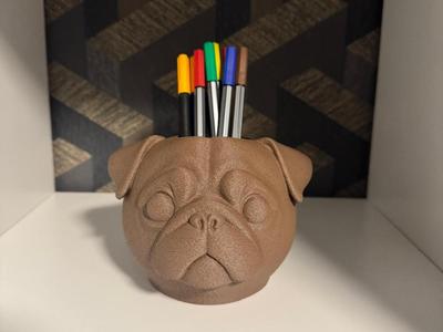 Pug Pen Holder Fuzzy Skin