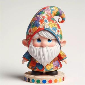 1052Fairy Tale Gnome Color Full Body Figurine on Base