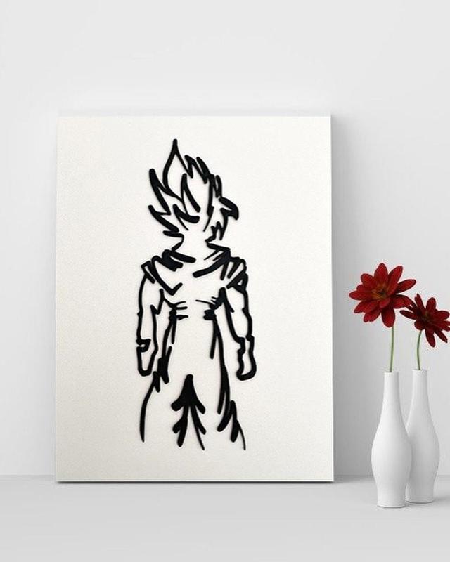 Line Art Dragon Ball Goku - ANIME 3D PRINTING - wall art 2d - Minimalist, Home, Decor