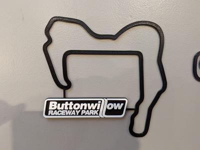 Buttonwillow Raceway Track Map with Nameplate Wall Art