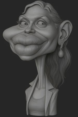 Angelina Jolie Caricature - 3D STL Model