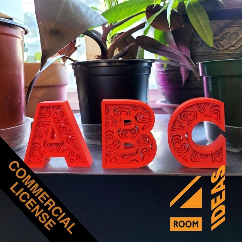 Hearts Alphabet Letters Set - Freestanding - Commercial License