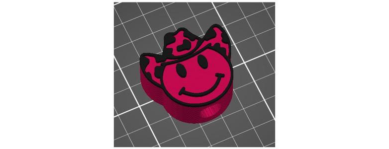 Smiley Cowboy Hat Cow Print StrawTopper