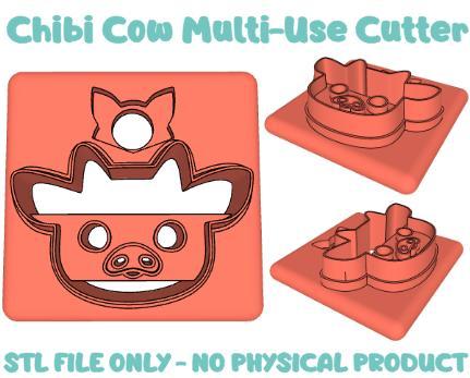 Cute Chibi Cow polymer clay cutter STL file