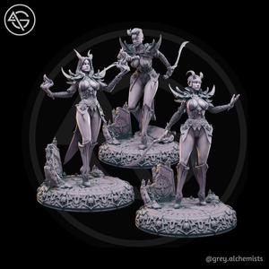 Tiefling Trinity Bundle - DnD Miniatures in 32mm & 75mm - Three Unique Fantasy Characters - DnD STL (Pre-Supported)