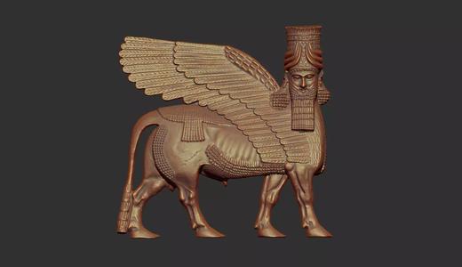 Assyrian Human headed winged bull bas relief