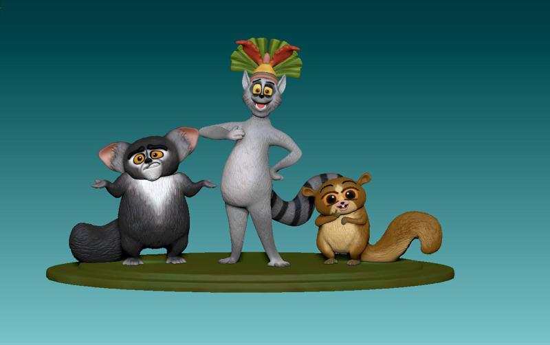 king julien and mort and maurice from madagascar cartoon movie series