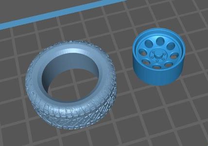 Pro Comp series 69 Off-Road rims and tire  scale 1/24