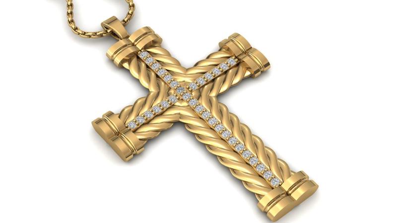 Print Ready STL 3DM Cross Necklace Classic Diamond Pendant