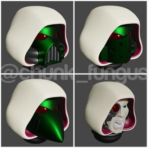 Robed Veteran Space Knight Heads With Hoods