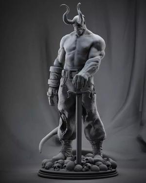 Hellboy 3D Print statue of demon holding sword