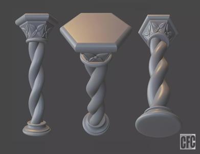 Goth Column - 3d model for CNC - GothColumnCFC07