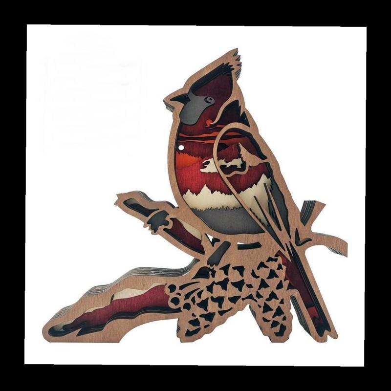 Wooden Red Bird Ornament SVG! Stunning 6-Layer Glowforge & Laser Ready