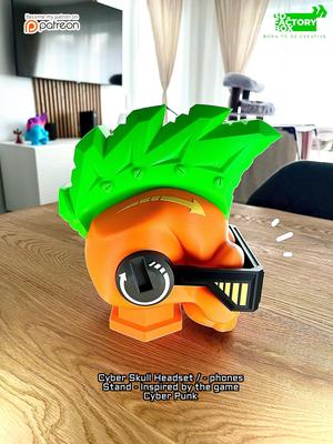 Cyber Skull Headset / - phones Stand - Inspired by the Game Cyber Punk