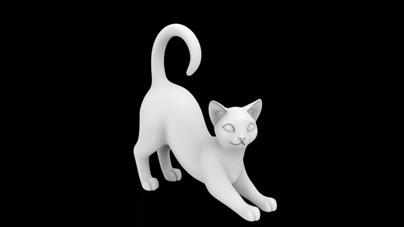 Elegant Cat Figurine 3D Print
