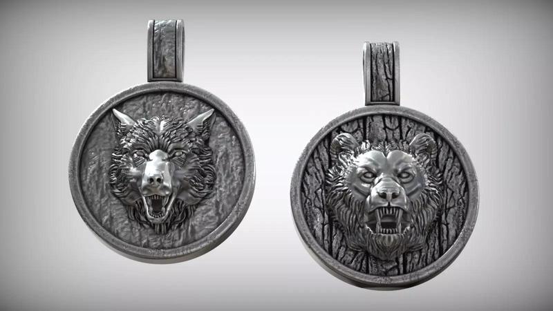 Wild American Animals Black Bear and Gray Wolf 3D Model Collection