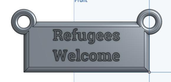 Refugees Welcome Hanging Sign