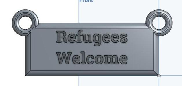 Refugees Welcome Hanging Sign