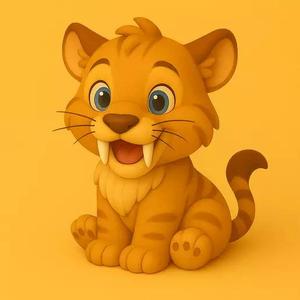 Cute Saber-Toothed Cat STL  3D Printable Figurine