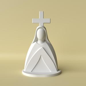 Minimalist Virgin Mary Statue with Cross
