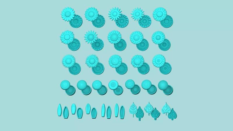 30 Sunflower Molds Pack - Silicone Maker - Template 3D Model Collection