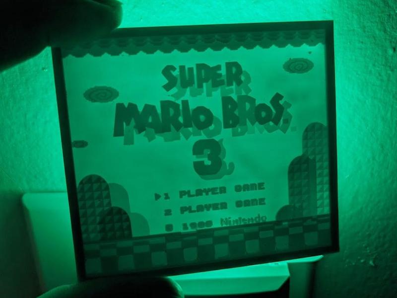 Super Mario Bros 3 Title Screen Lithophane