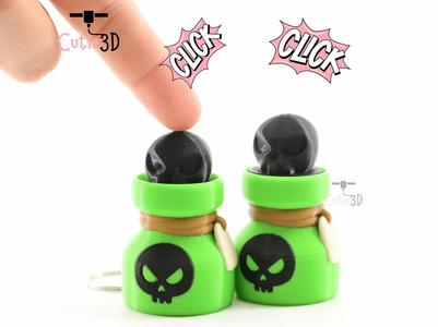 Cutie3D Halloween Skull Poison Bottle Keycap Fidget Clicker Keychain - Cute Backpack Keychain