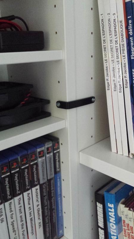 Bracket to hold 2 ikea billy at an angle