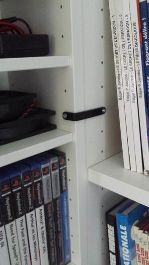 Bracket to hold 2 ikea billy at an angle