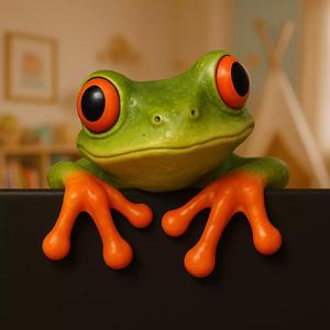 Cute Tree Frog Stylized Relief STL Sculpture Kids Room Decor