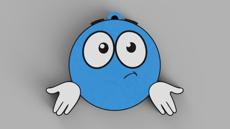 Blue Emoji - IDK - Keychain, Earring, Bagcharm