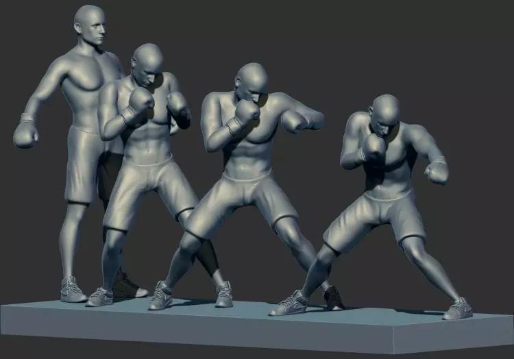 boxing boxer fighter 3d printable model stl multi poses