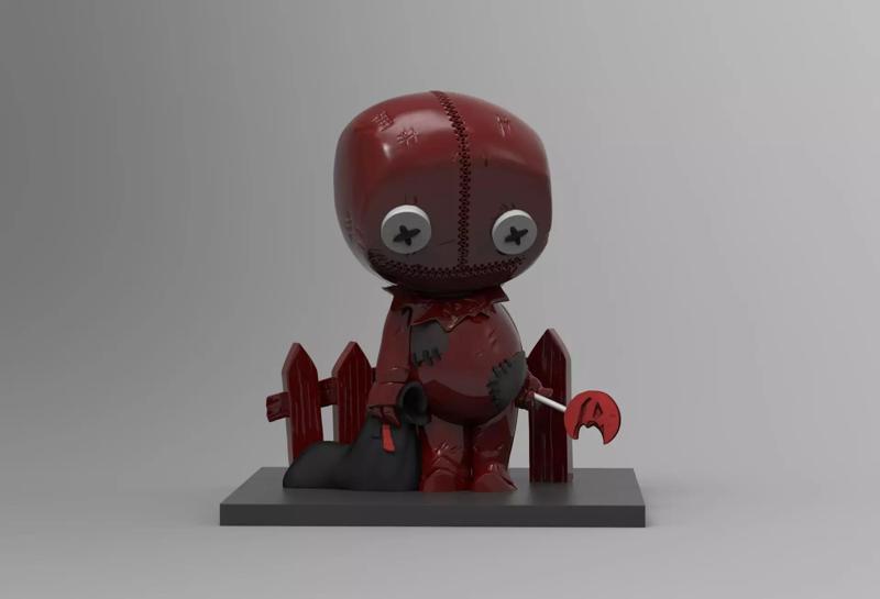 Cute Chibi rag doll holding candy horror kid decoration