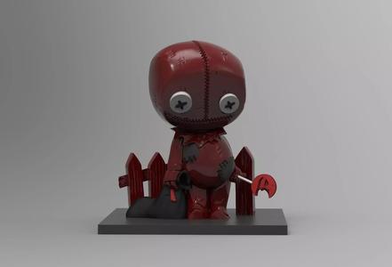 Cute Chibi rag doll holding candy horror kid decoration