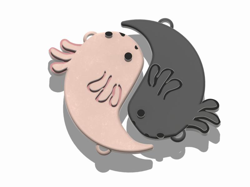 Axolotl keychain and necklace Yin Yang ☯️