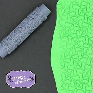 Bubbly Spinning Leaves Plant Repeating Pattern Texture Roller | Polymer Clay Fondant Cookie Dough Tools | Earring & Jewelry Makers | 1