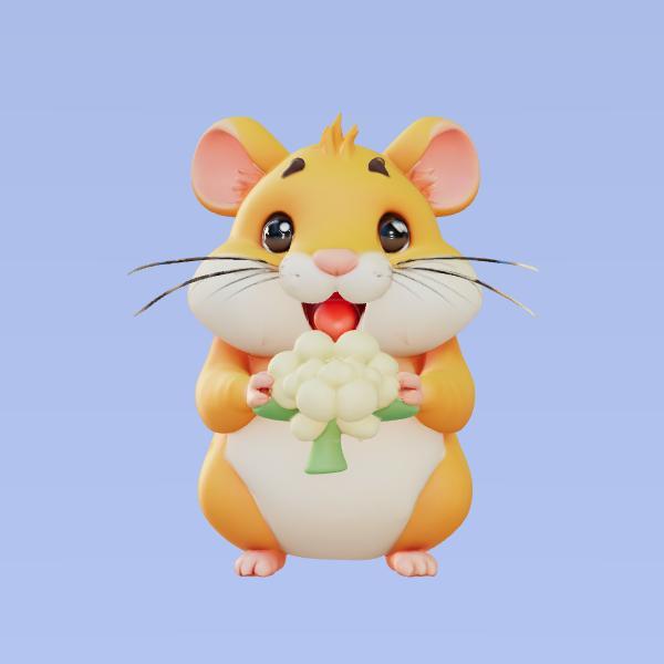 Cute hamster with cauliflower