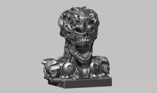 skull robot bust a08 3d print model