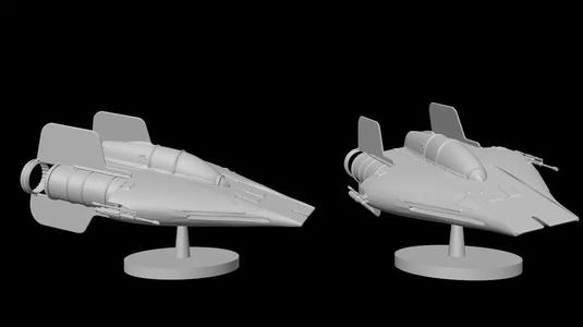 Star Wars RZ-1 A-wing interceptor with base
