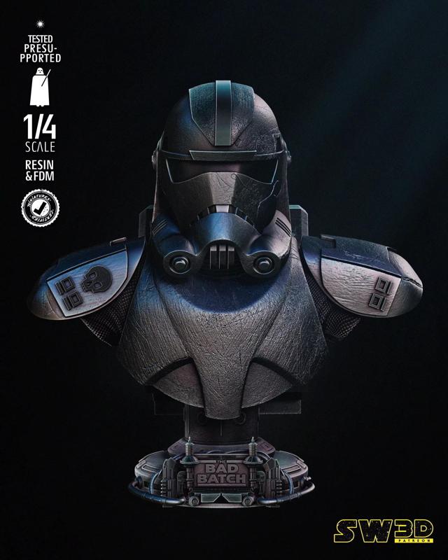 STAR WARS Hunter Portrait Bust Tested for 3D Printing