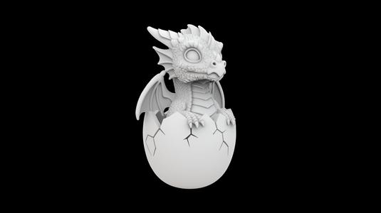Baby Dragon Hatching from Egg 3D Print Model
