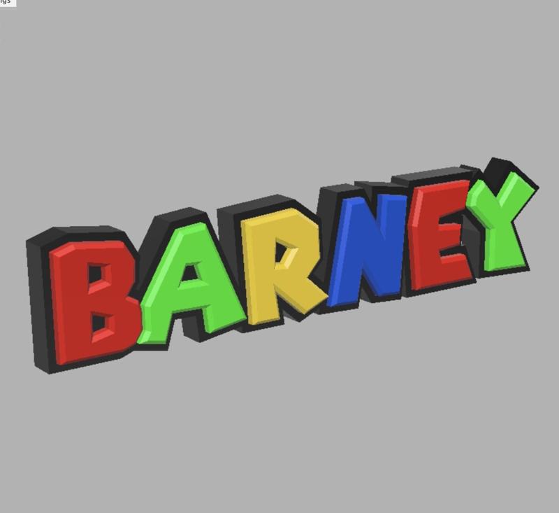 BARNEY - 3D Super Mario Themed Custom Name Plate / Sign