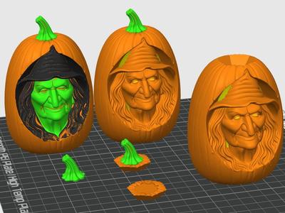 Pumpkin - Carved Witch Face