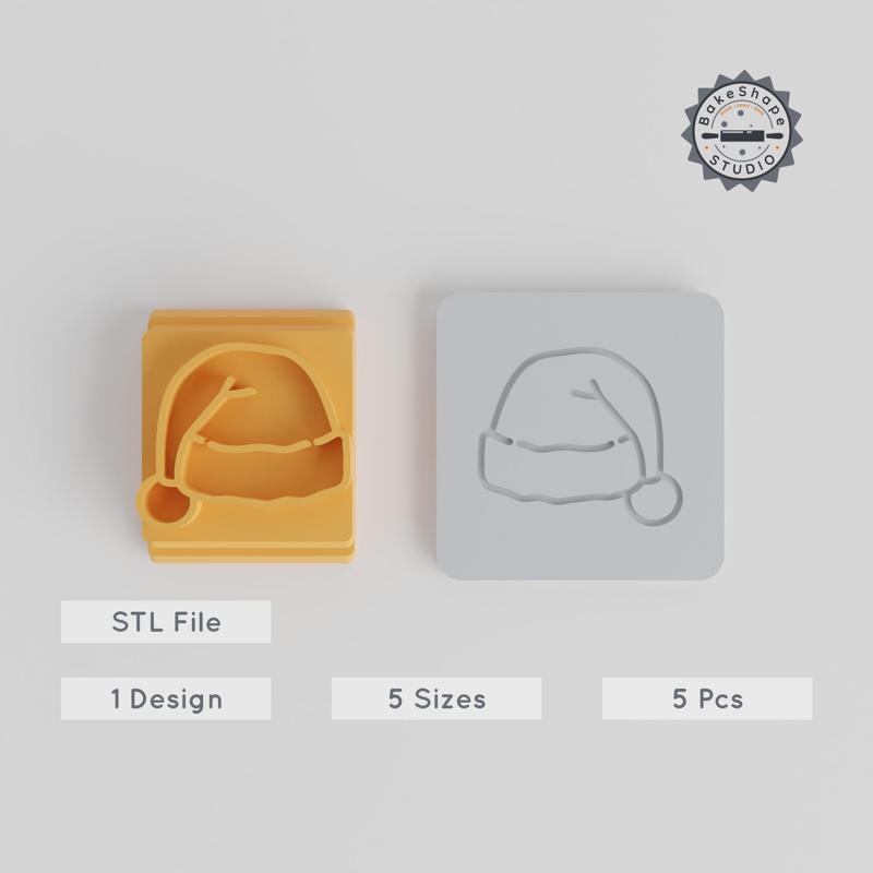 Santa Hat Stamp Tile Set, 5 Motif Sizes for Clay & Cookies, Christmas Holiday Baking Decor PRODUCT_3901