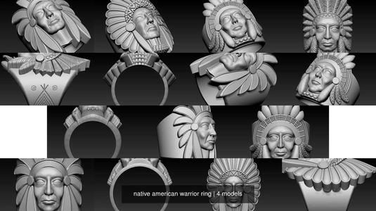native american warrior ring 3D Model Collection