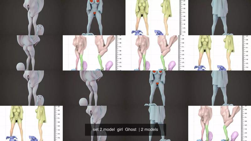 set 2 model  girl  Ghost  3D Model Collection