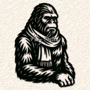 Winter Sasquatch Wrapped in Scarf Wall Art Home Decor 