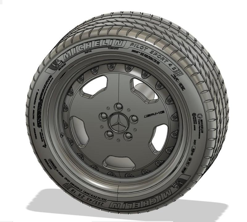 AMG Aero 2 rims and Michelin Pilot Sport tires for Norev Mercedes 600 SEL W140