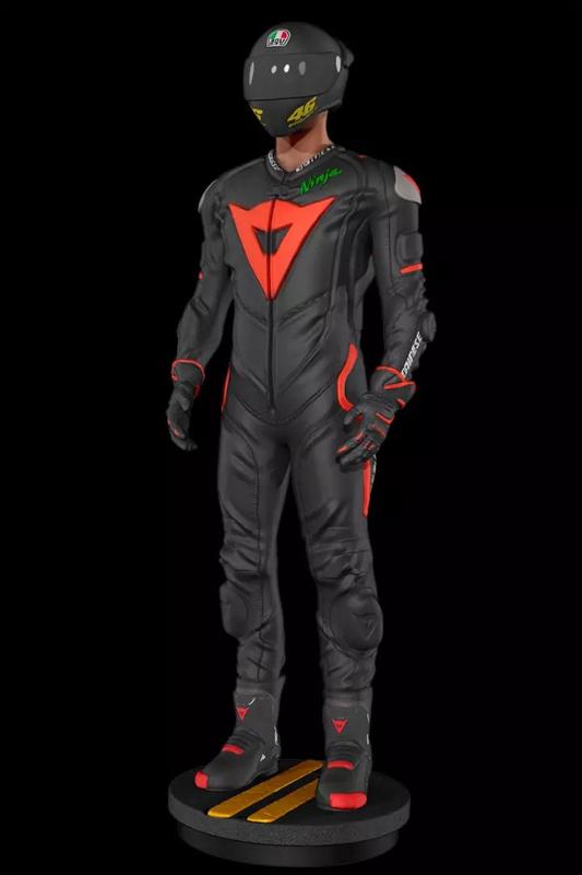Motorcyclist statue of man in racing suit