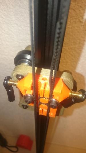 Kossel Carriage, integrated belt clip and screw for endstop